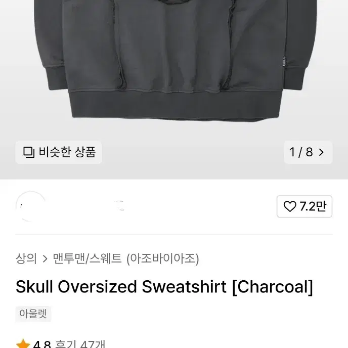 Skull Oversized Sweatshirt [Charcoal]