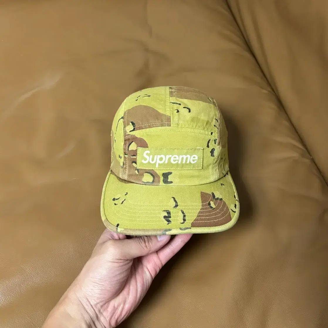 Supreme 슈프림 캠프캡 모자 (Overdyed Camo Khaki)