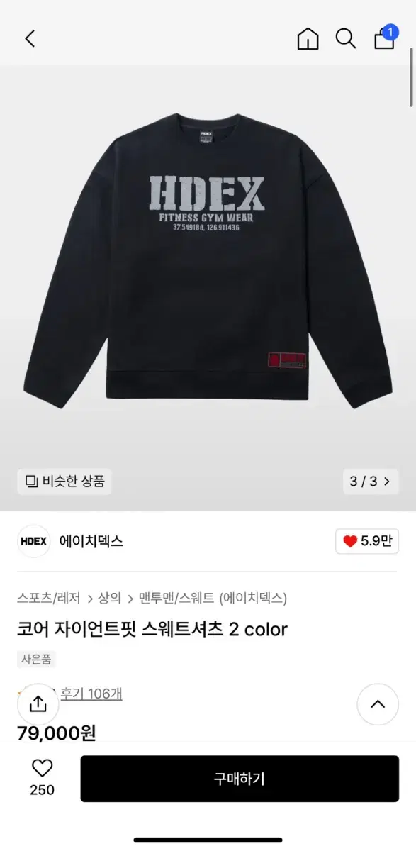 HDEX Core Giant Fit Sweatshirt Black L