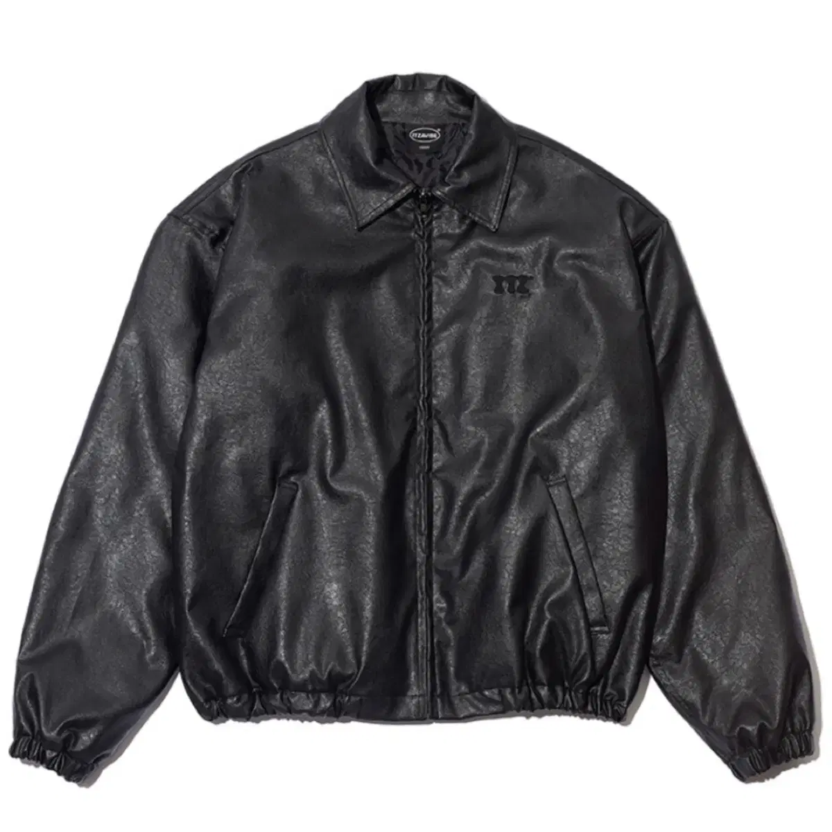 [L] ITZAVIBE Mini Logo Vegan Leather Jacket