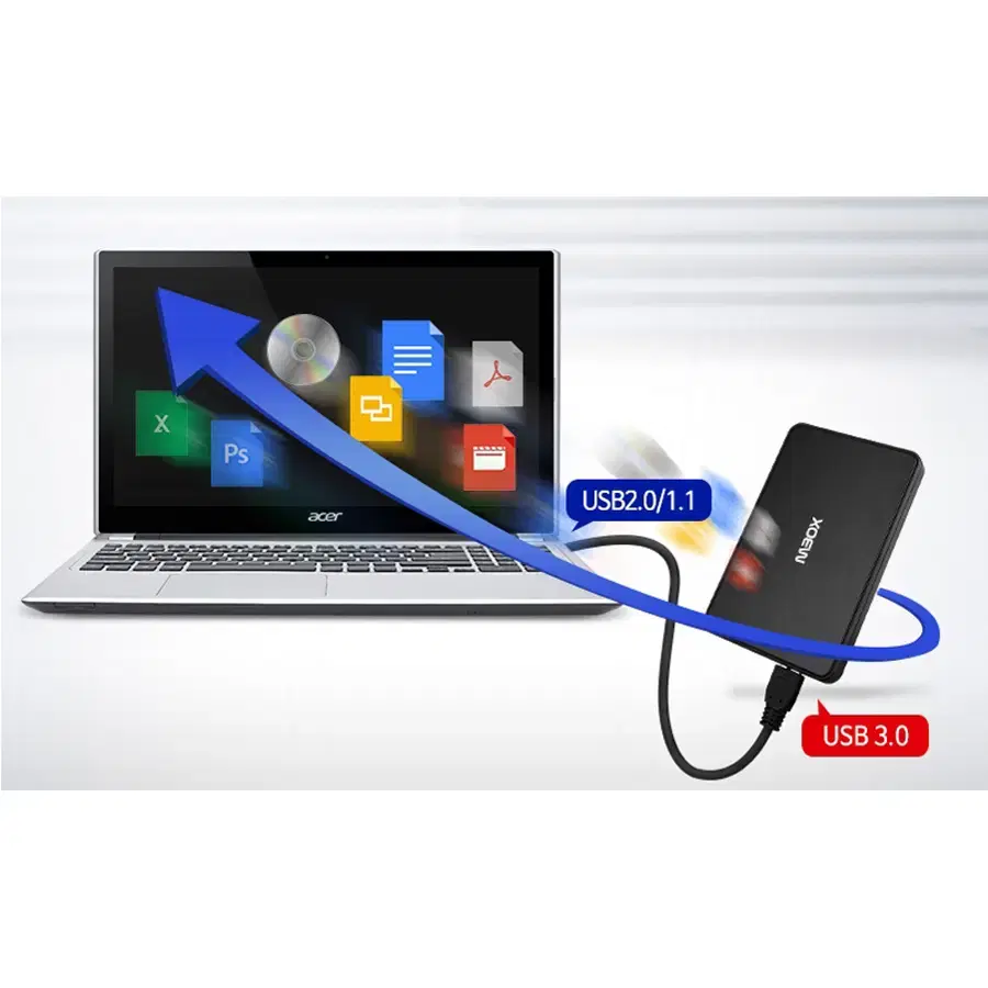 2.5인치형 USB3.0 SATA 저장장치 연결 외장 케이스 블랙