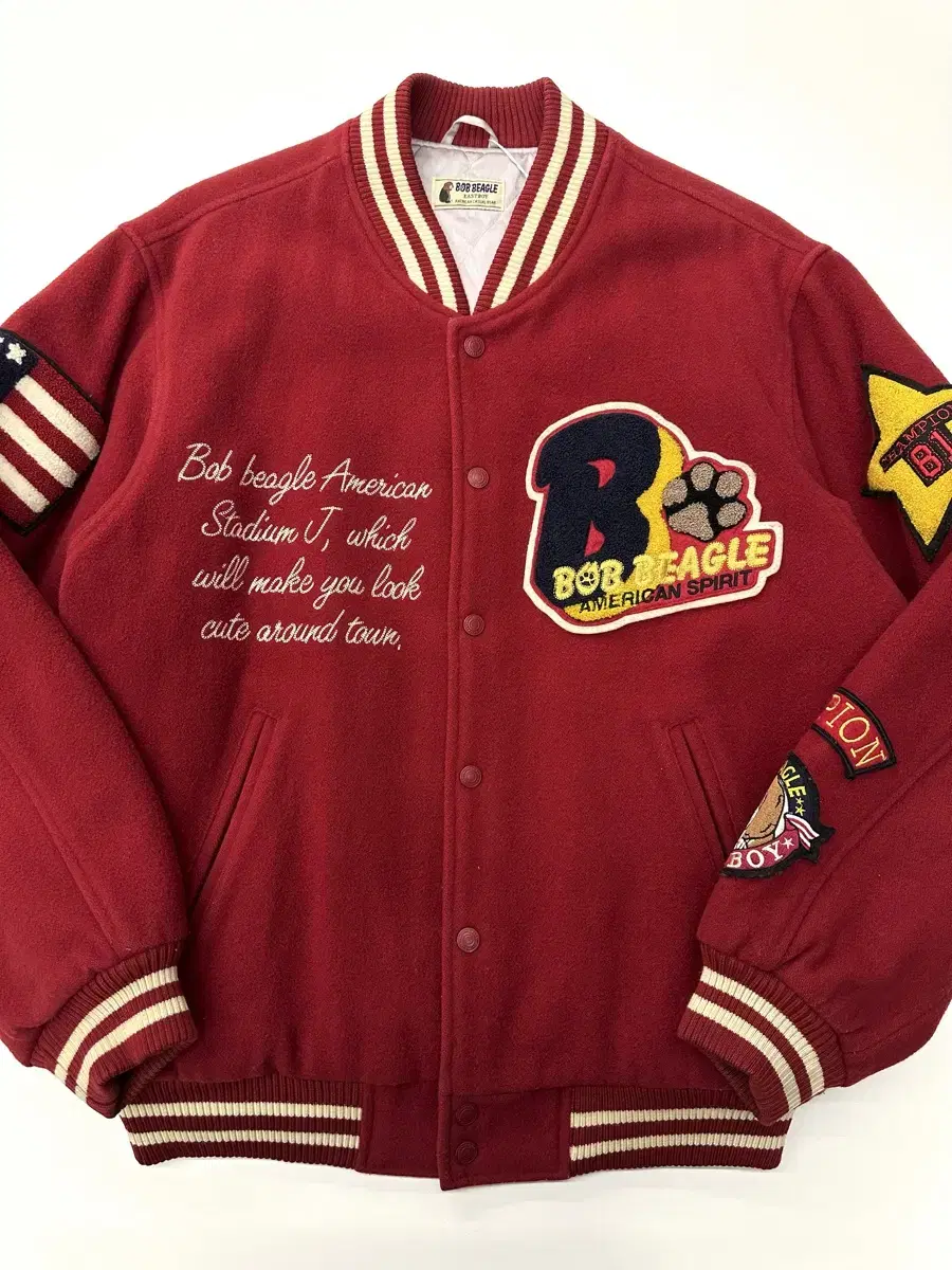 Eastboy Vintage Red Waffen Varsity Jacket