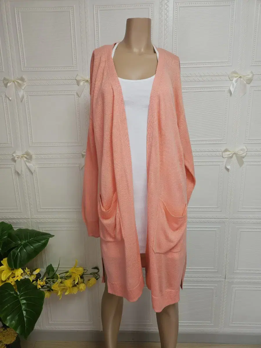 Cecil McBee Long Cardigan (brighter coral than pictured)