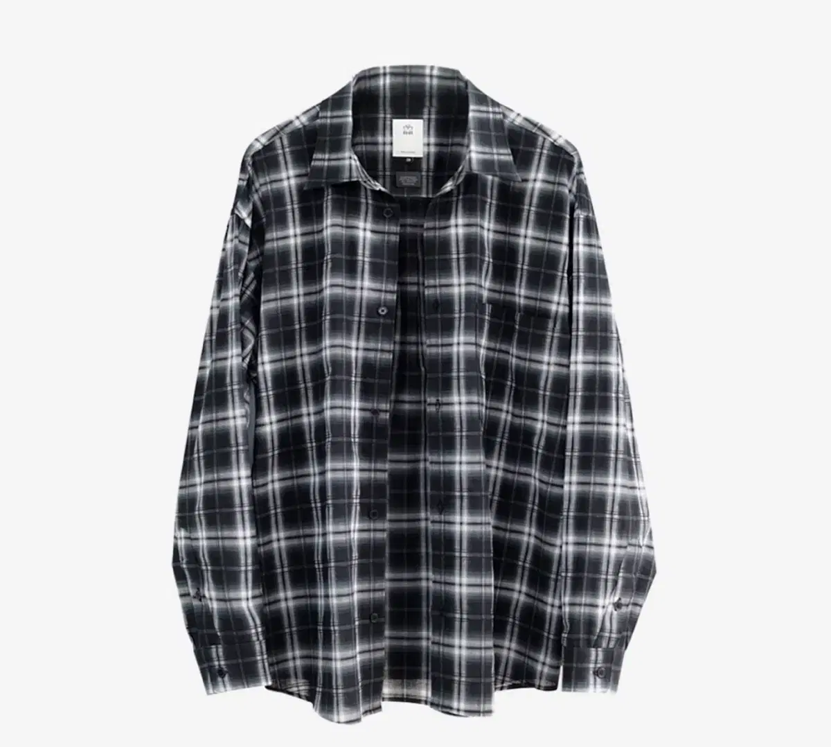 4 Polyester loose check shirt black white