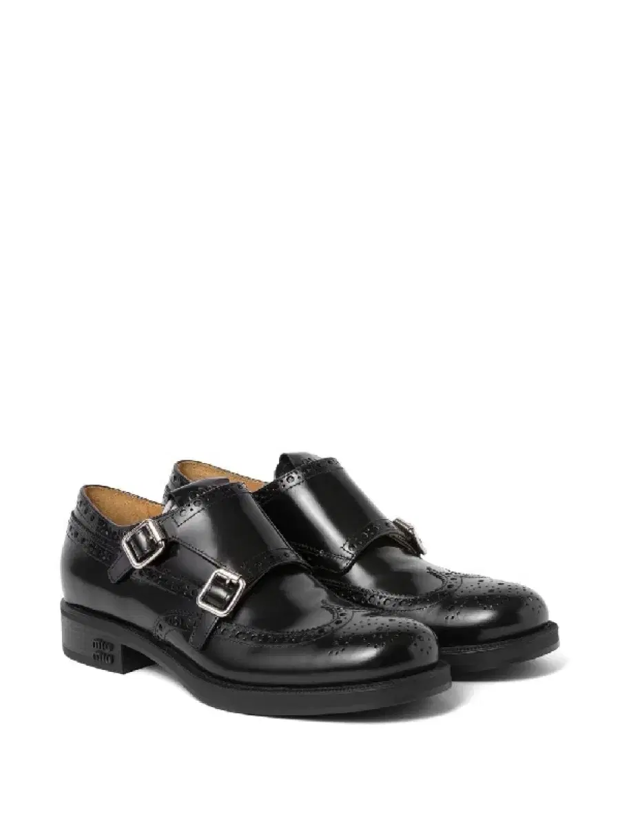 Miu Miu Church's Brushed Leather Brogues Monk Strap Derby Shoes