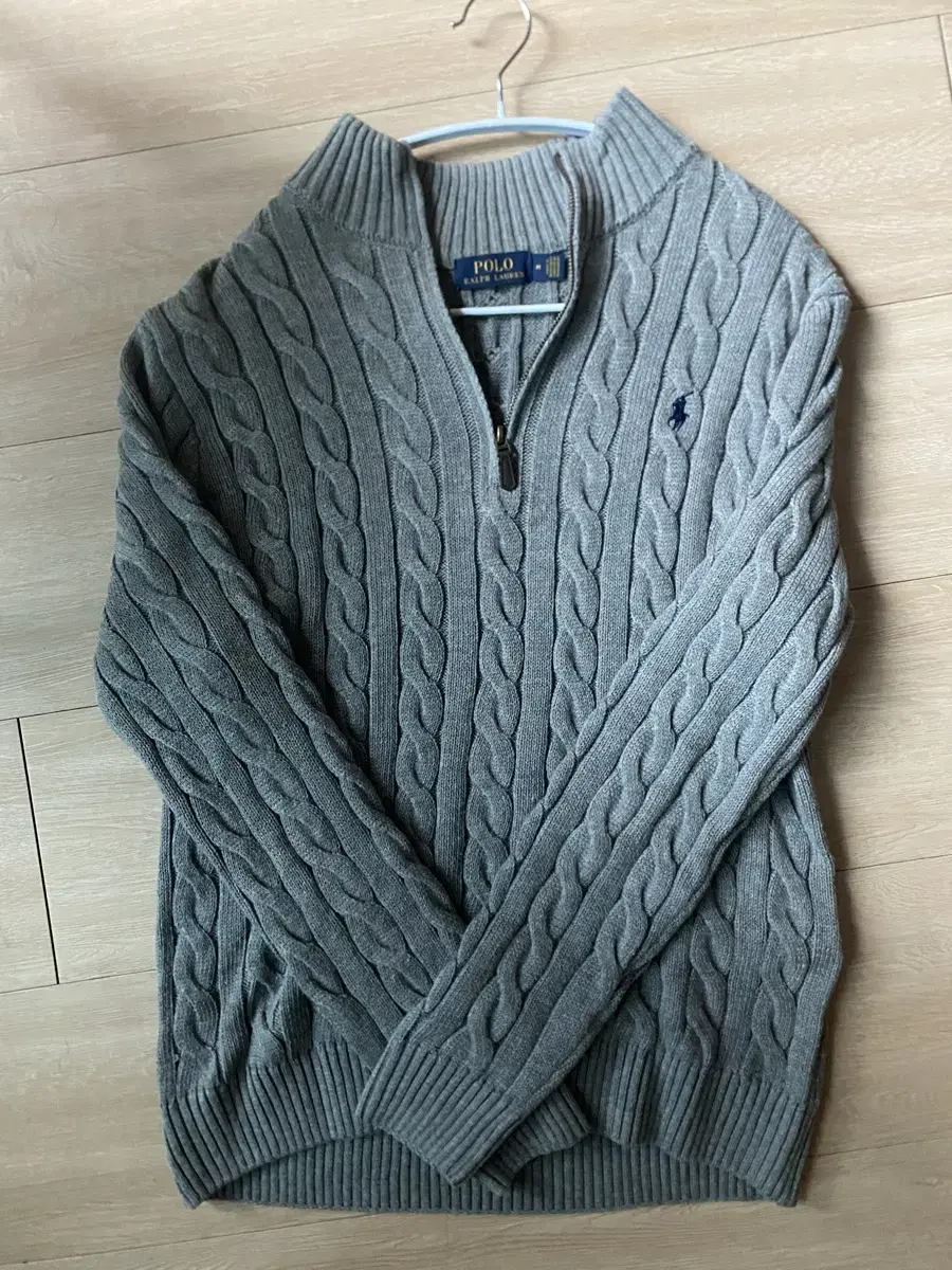 (M)Polo Men's Vahn Zip-up Cable Knit Gray