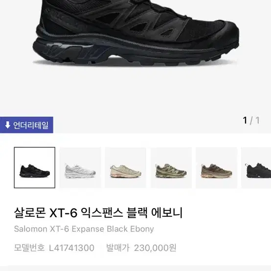 살로몬 xt-6 익스팬스 블랙 에보니 / 230