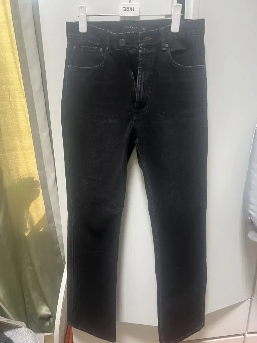 Savage Straight Black and Blue Denim Jeans