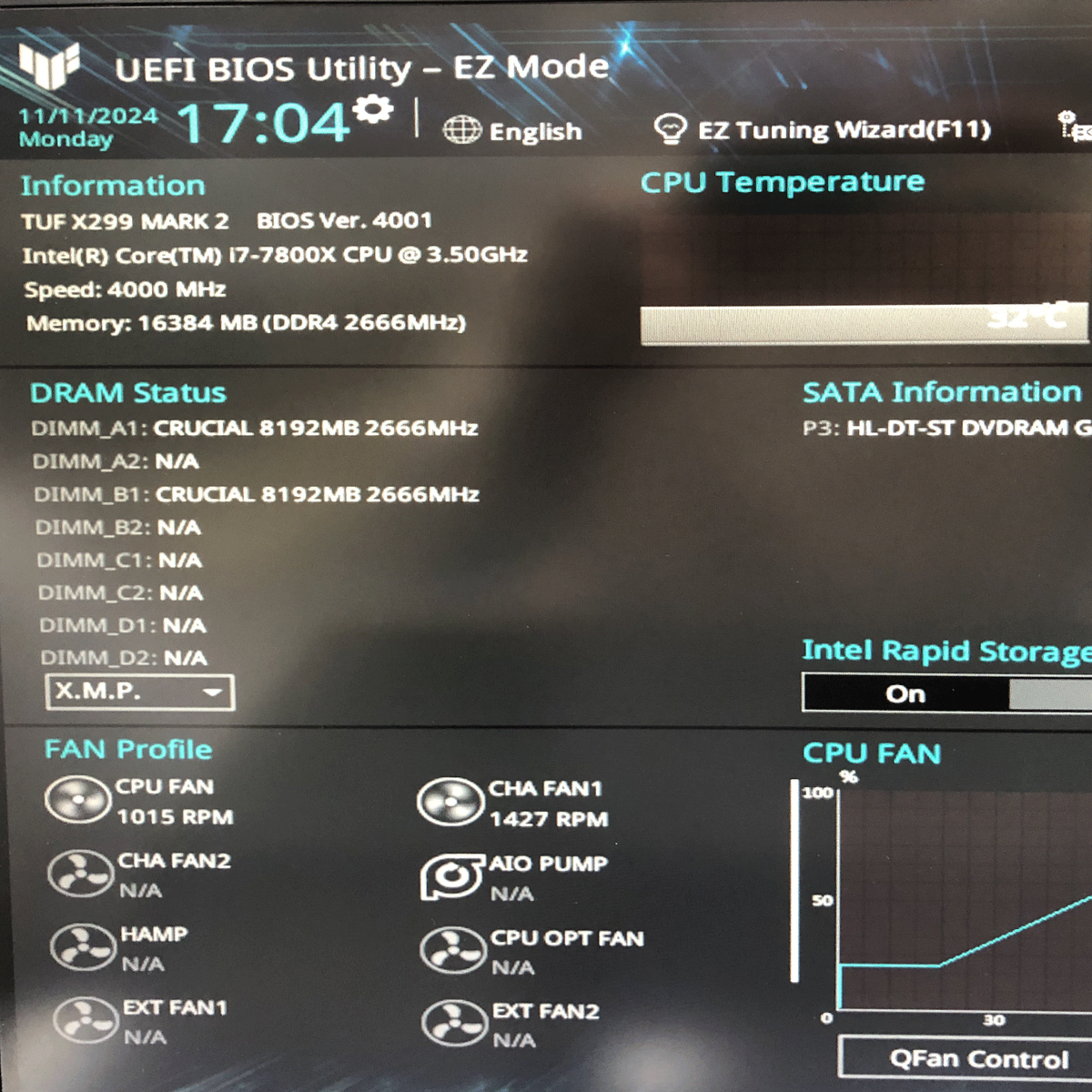 인텔 코어 i7-7800X ASUS TUF X299 빅타워 본체