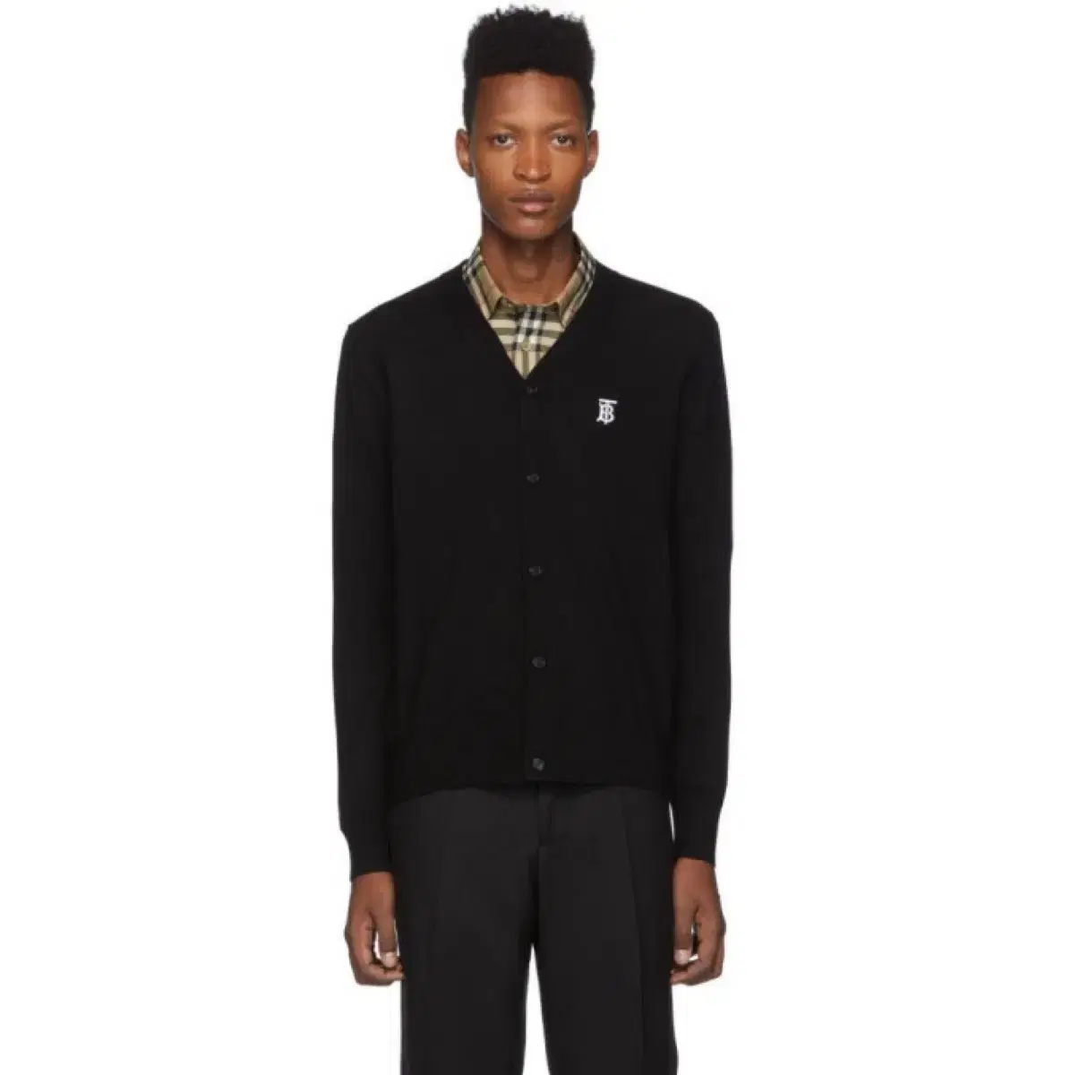 Burberry Black Wool Monogram Cardigan by Burberry