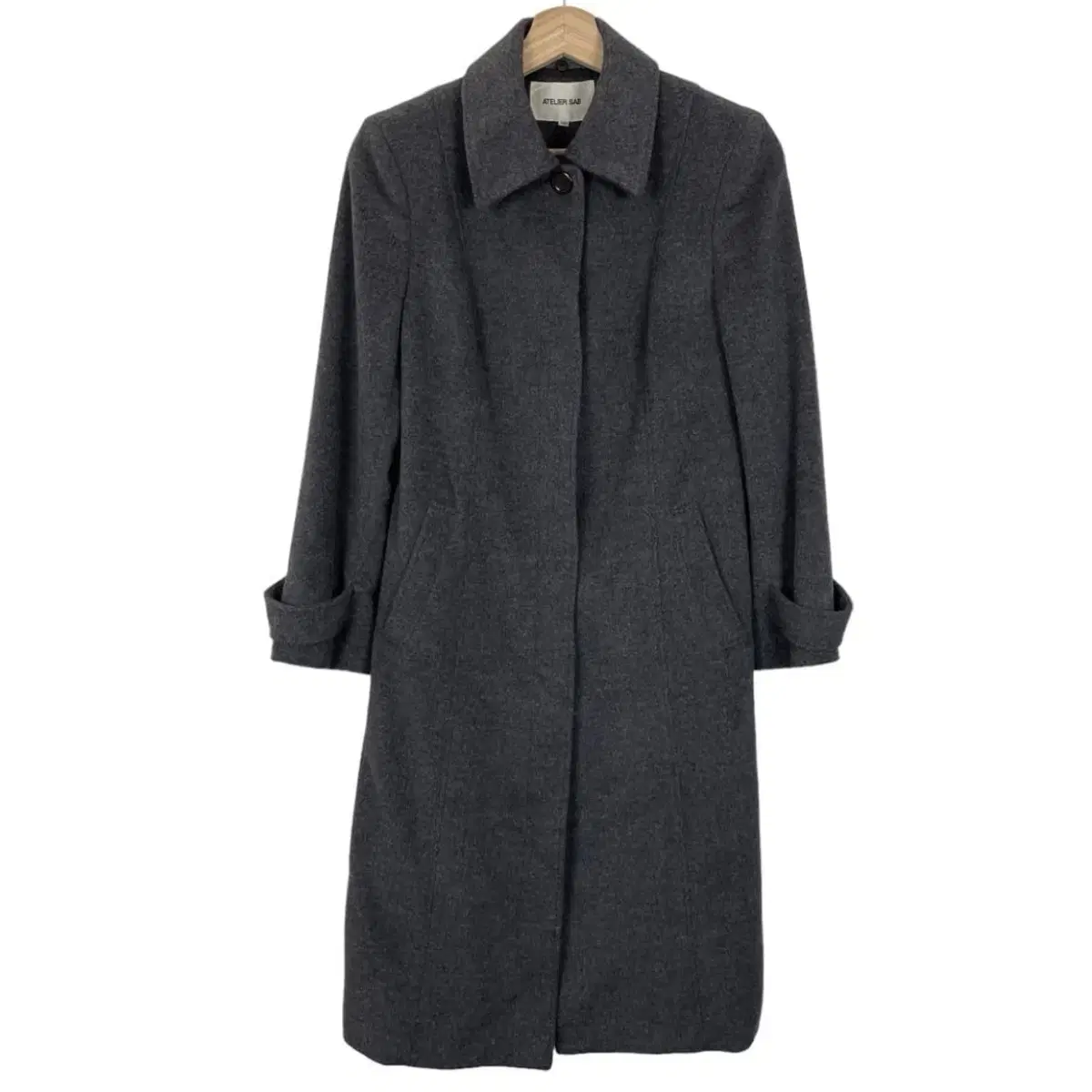 Jpn Gray Hidden Button Wool Blend acrylic Coat