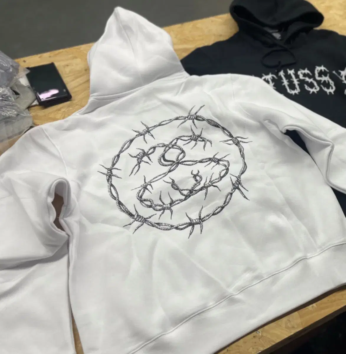 Stussy Hoodie Barb White Size S M