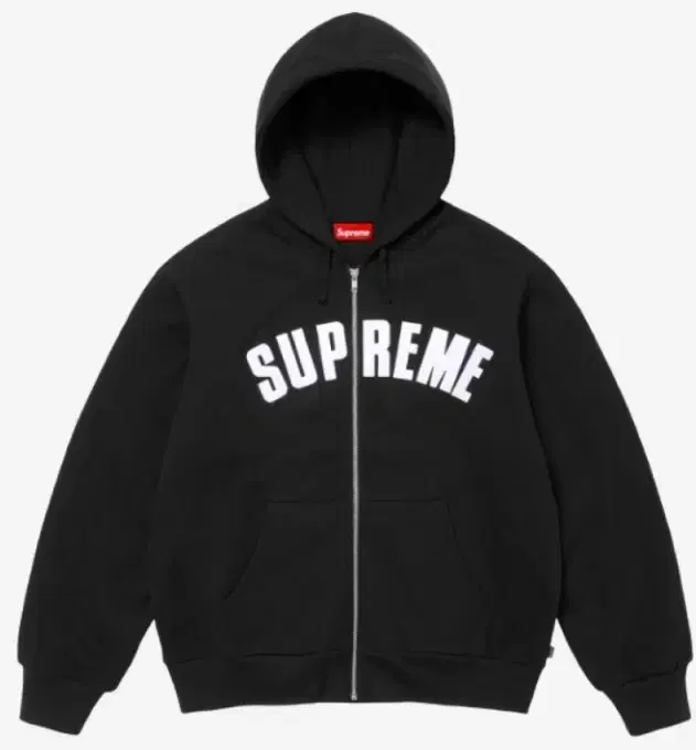 [XL]Supreme Arc Thermal Lined Zip-Up Hooded Sweatshirt Black - 24FW