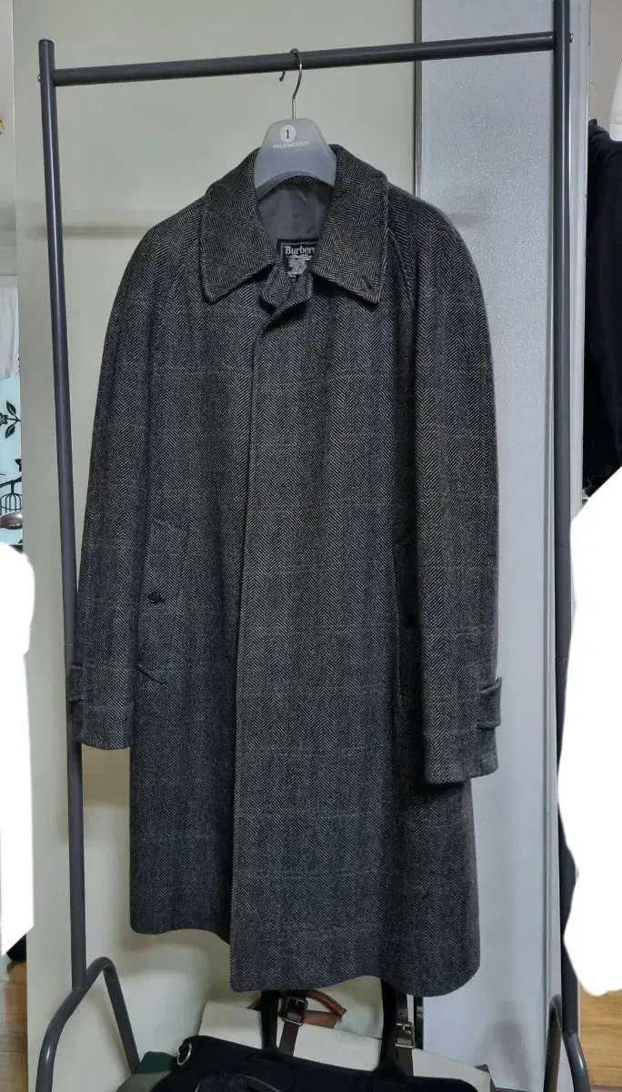 Burberry Cashmere80 Harringbone Check Coat L 103 Vintage Trench