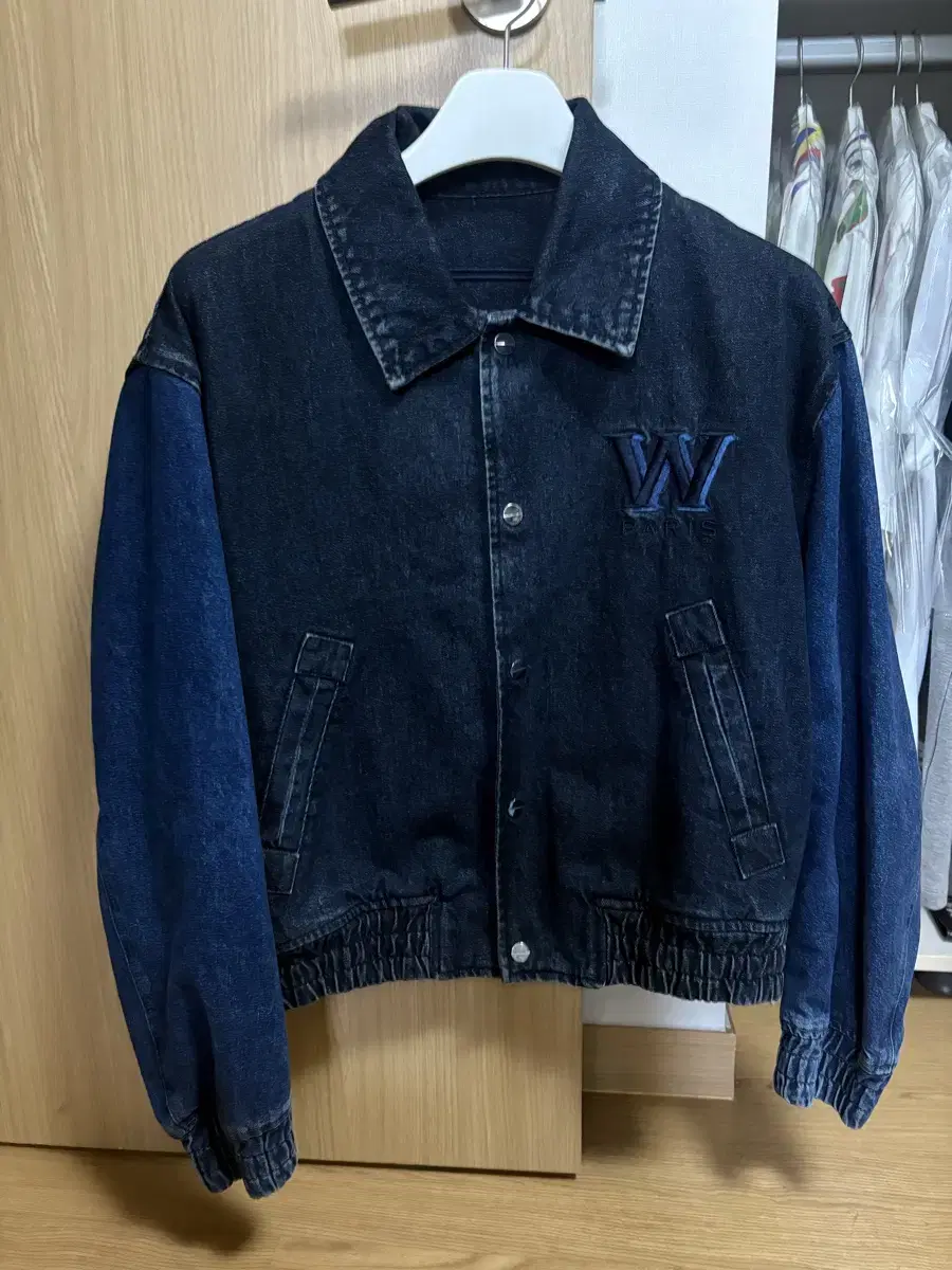 Wooyoung Mi Backlogo Denim Varsity Jacket