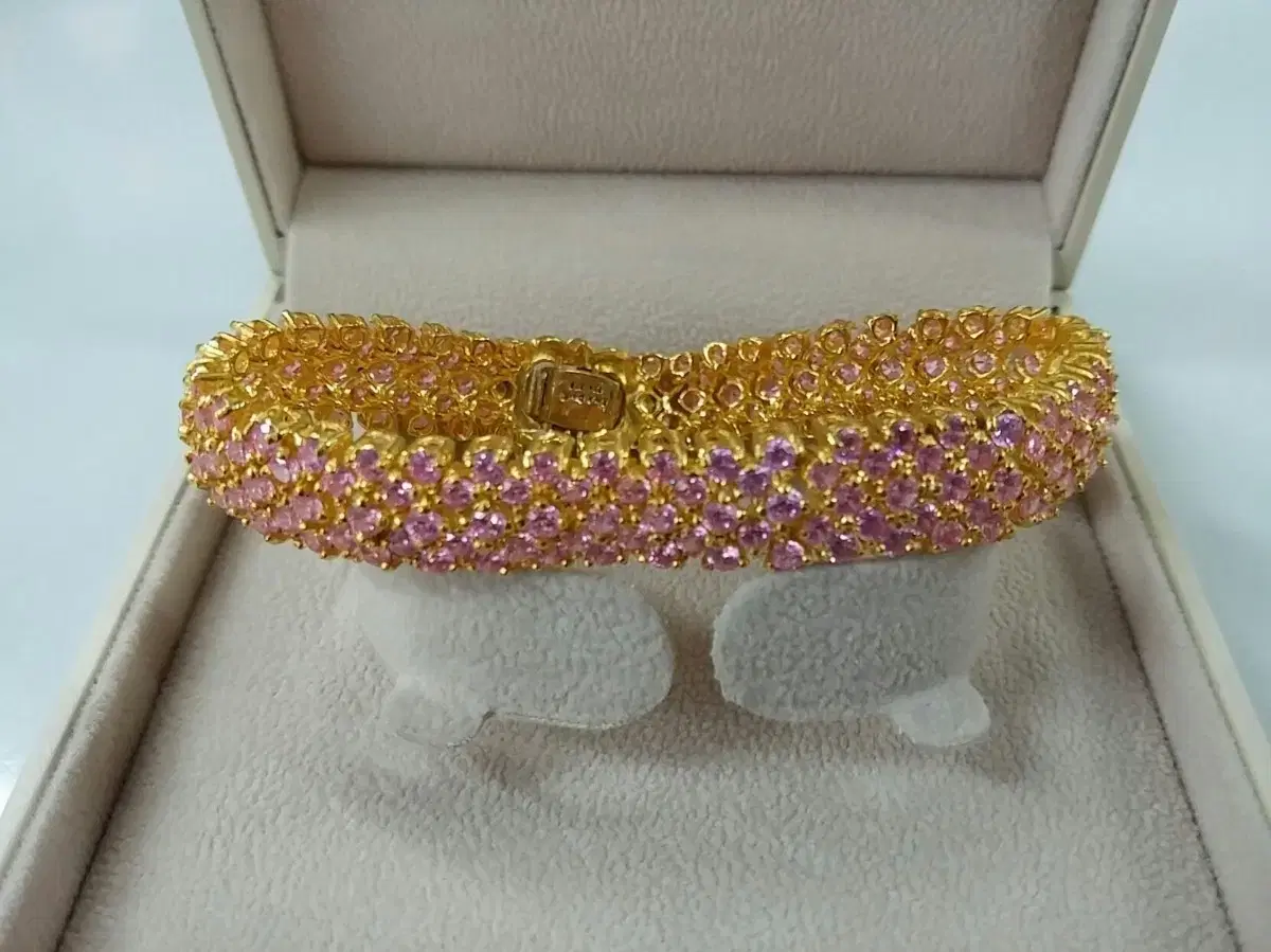 Umigold 10 keum pure gold pink rhinestone bracelet 18.5 cm + 18kAuxiliary chain separately