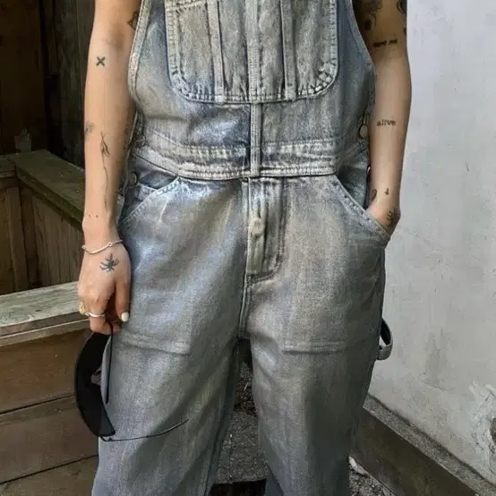 604SERVICE SILVER COATE DENIM OVERALL