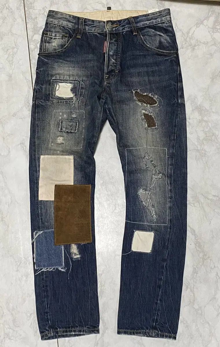 Distressed 2 Patch Jeans Vintage Pants 30