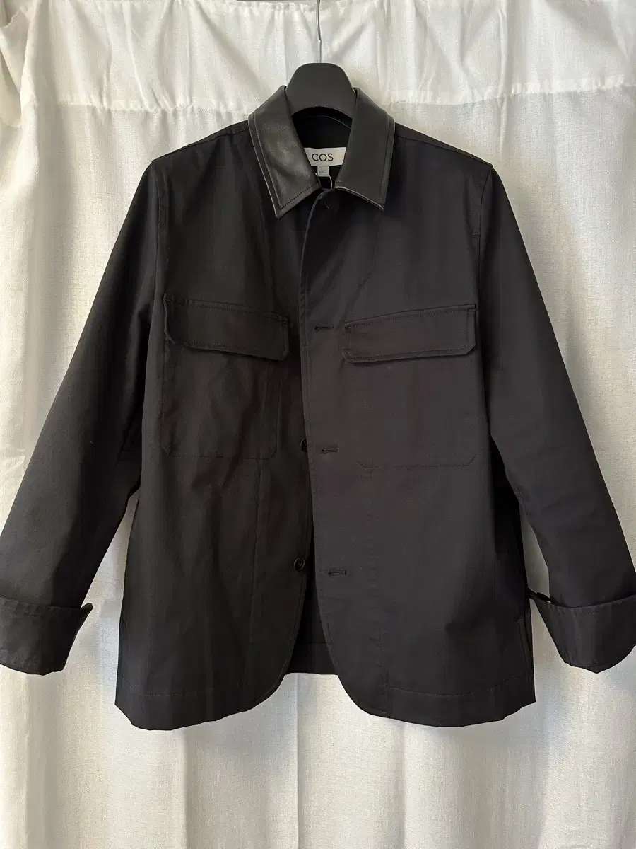 cos Leather kara Leather Trimmed Twill Overshirt Black Size S