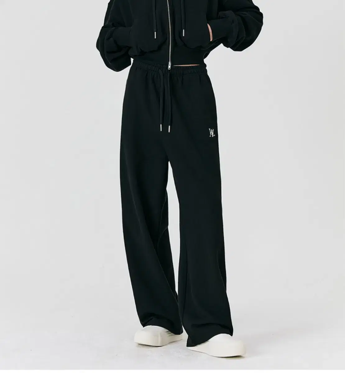 우알롱 Signature relax wide pants - BLACK S