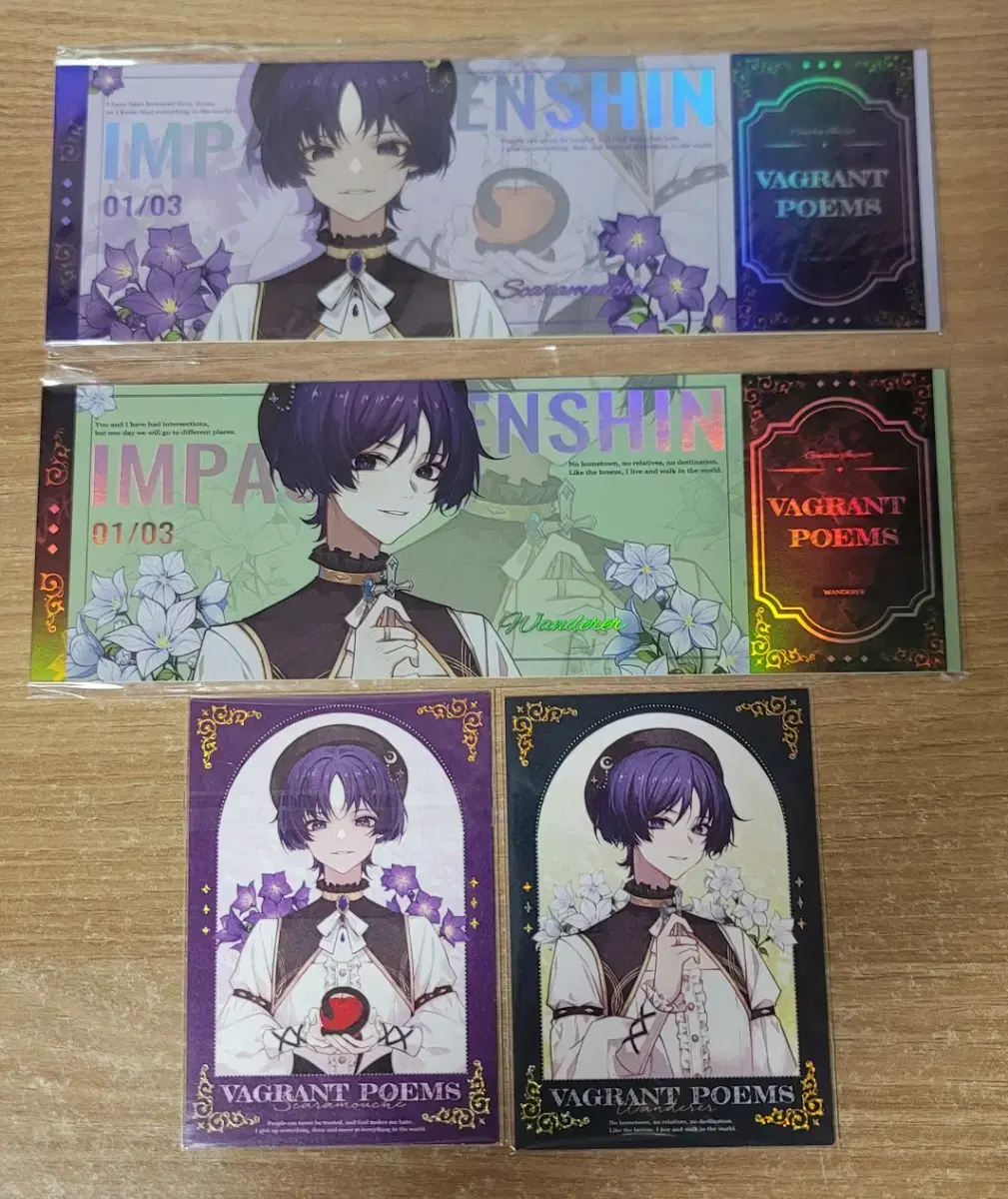 Genshin Impact Wanderer unofficial goods polaroids, tickets in bulk