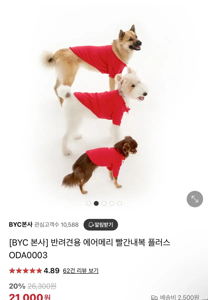 강아지 개리야스 빨간내복