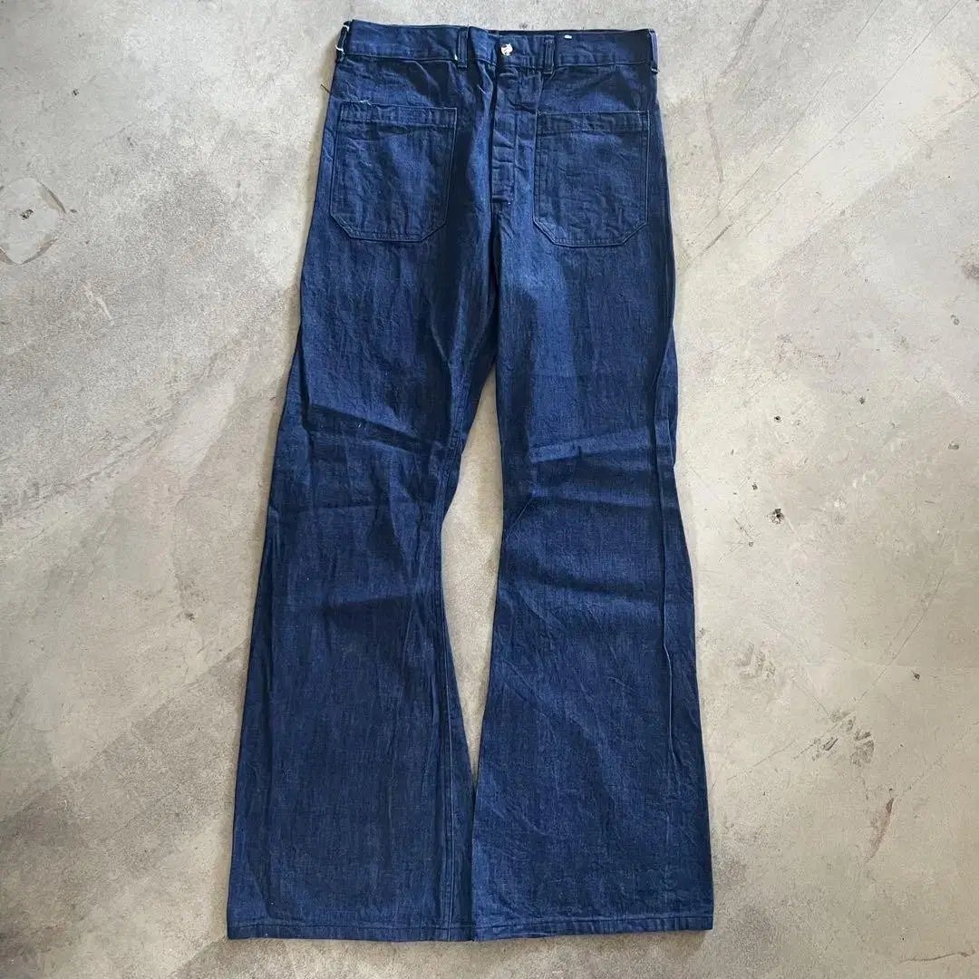 Vintage 70s US Navy SEAFARER Bell Bottom Denim Pants 34 Deadstock