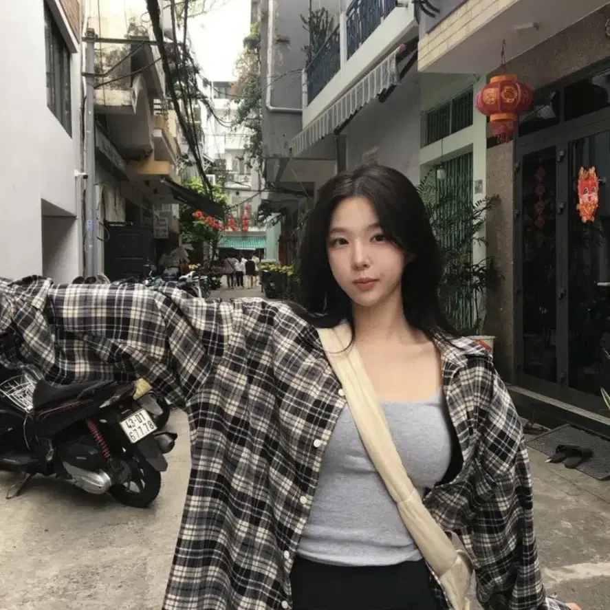 아워캐비넷 heavy check shirts