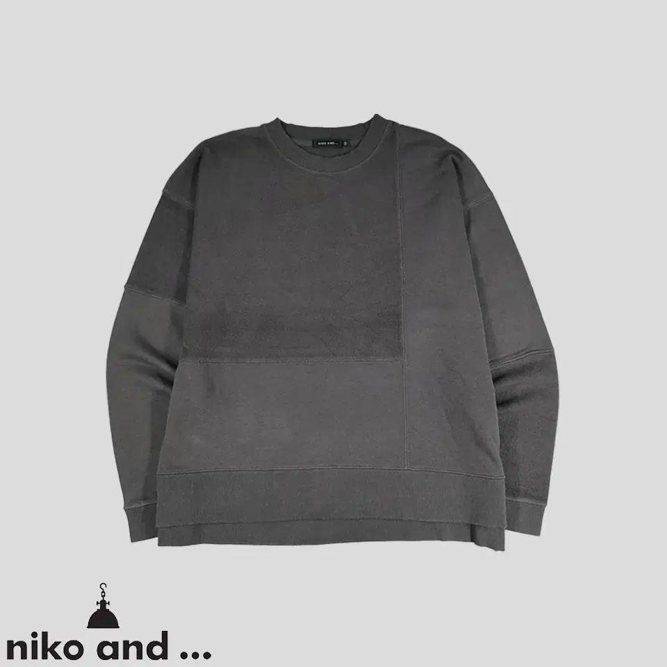 Nicoand Charcoal Incised Sideslit Cotton Blend Sweatshirt L