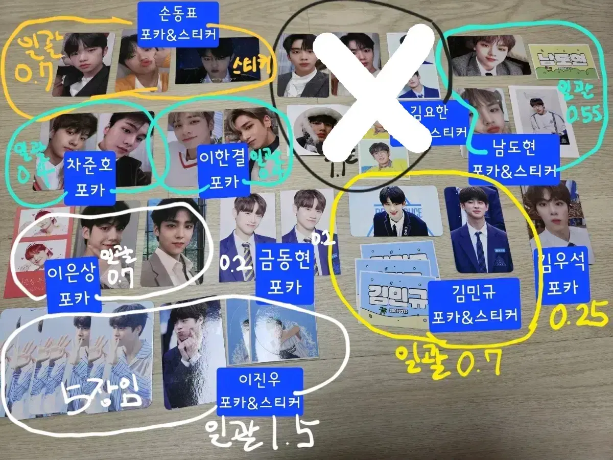 프로듀스 X101 포카, 스티커(김민규,김요한,손동표,김우석,이진우 등)