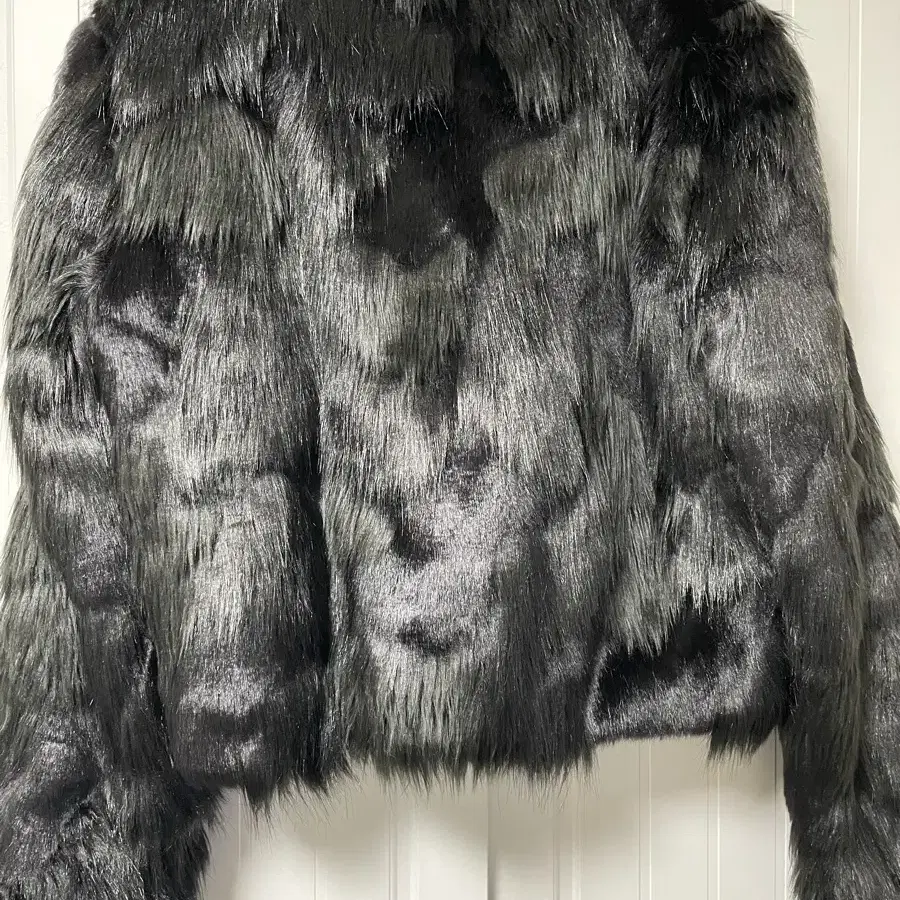 나체 JACQUARD FAUX FUR JACKET KHAKI BLACK