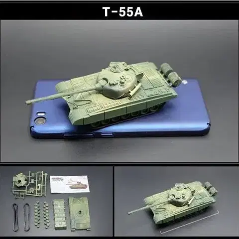 새 T-55A 탱크 프라모델 4D 조립 장난감 피규어 블랙 레고 두뇌