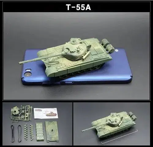 새 T-55A 탱크 프라모델 4D 조립 장난감 피규어 블랙 레고 두뇌