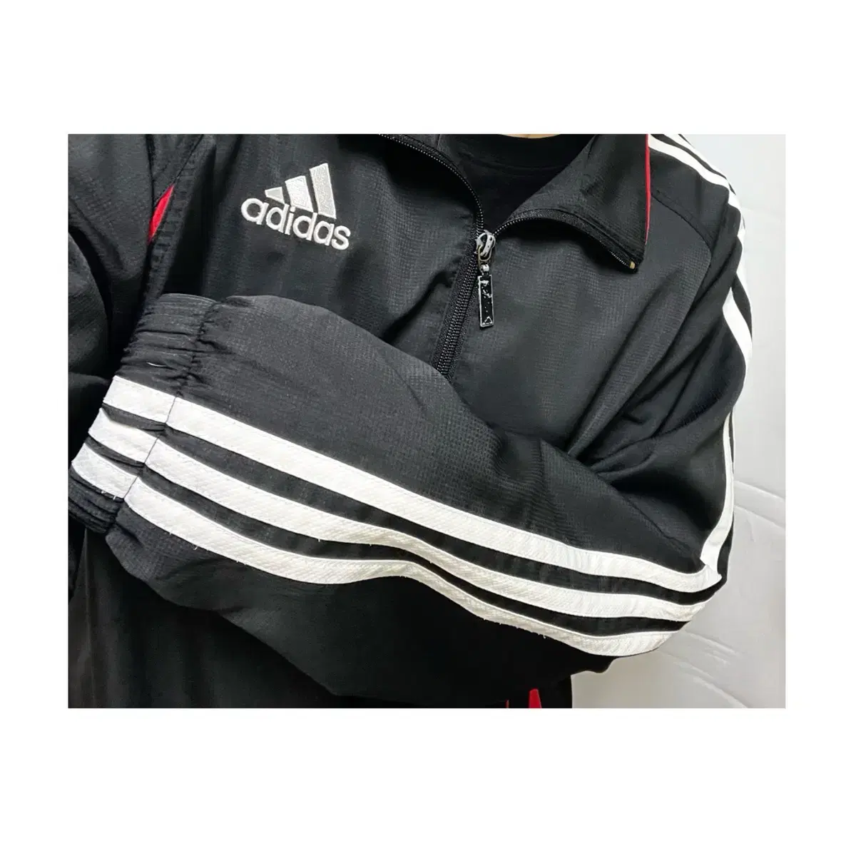 AdidasWindbreakerJumperBlack White Red Soccer JerseyNational TeamWindbreaker