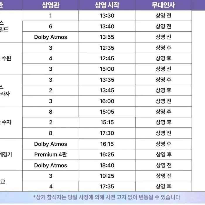 청설 무대인사 원가이하 양도(cgv신세계경기 16:25 J열 사이드)