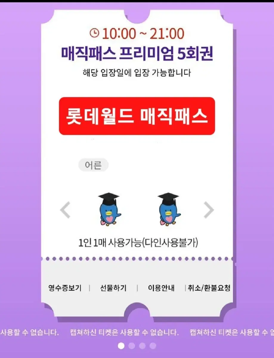 롯데월드 매직패스 5회/7회권 판매(예약가능)