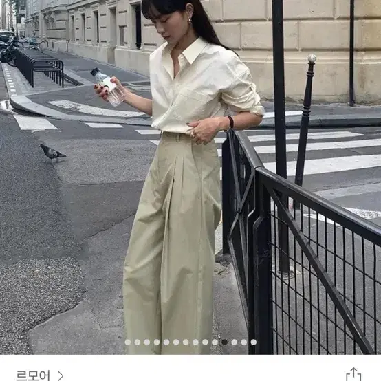 르모어 핀턱 코튼 와이드팬츠 m