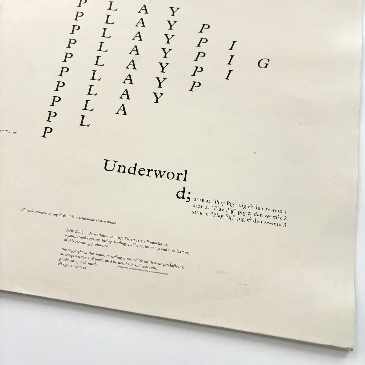 Underworld - Play Pig 12" Vinyl