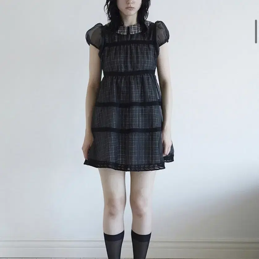 데어드 BABYDOLL DRESS IN BLACK CHECK