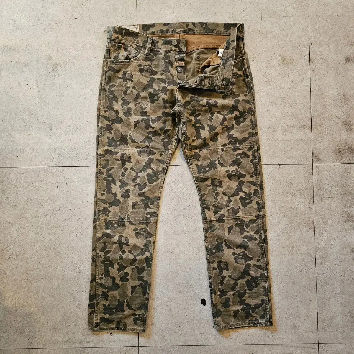 36inch Polo Duck Camo Double Knee Button Fly Trousers