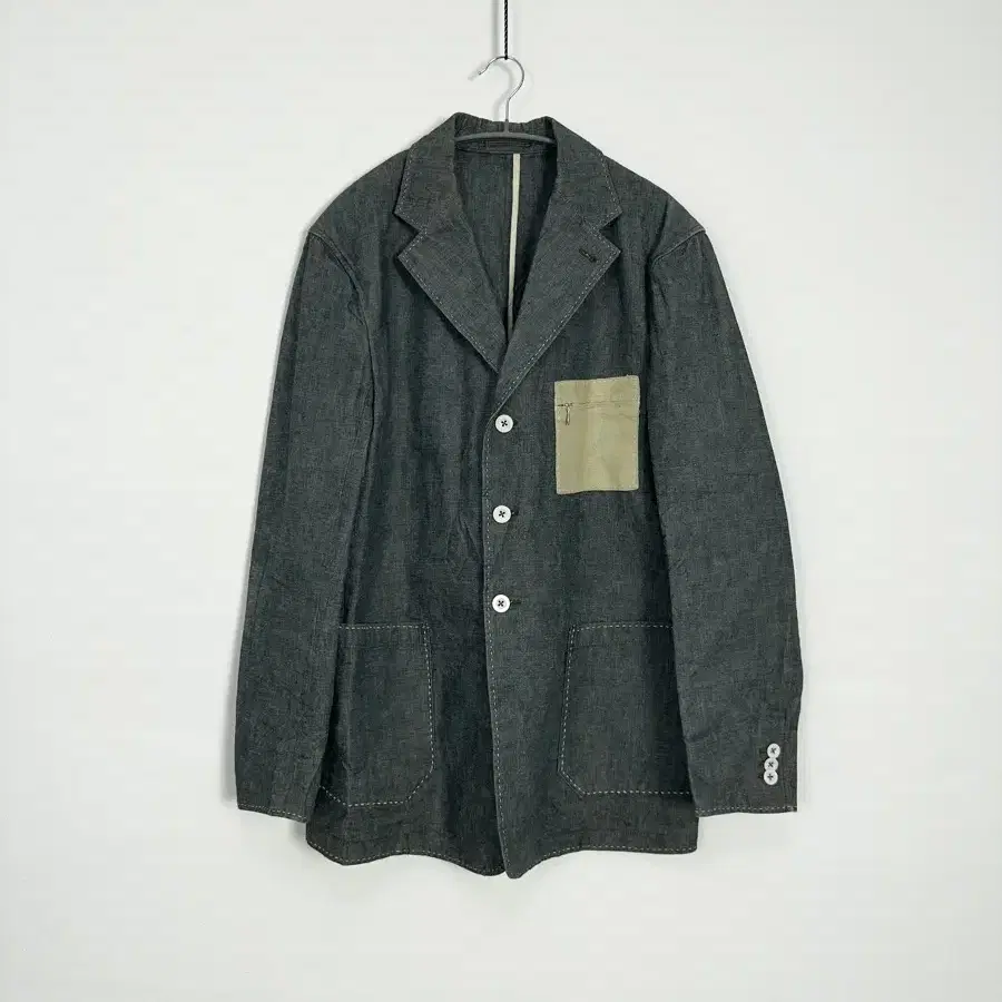 vintage contrast pocket denim blazer