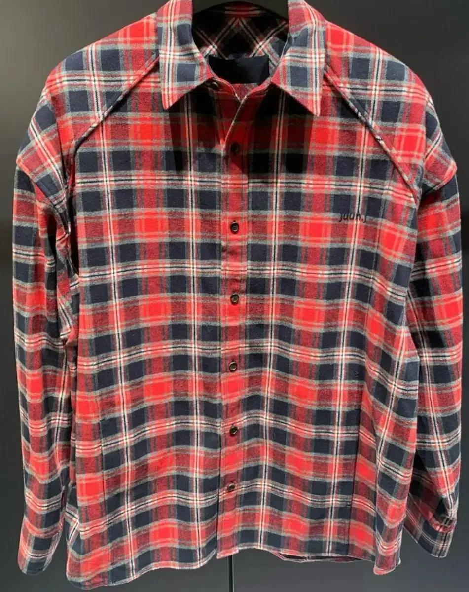 [52] Junge Overfit Classic Check Shirt - Red 24FW