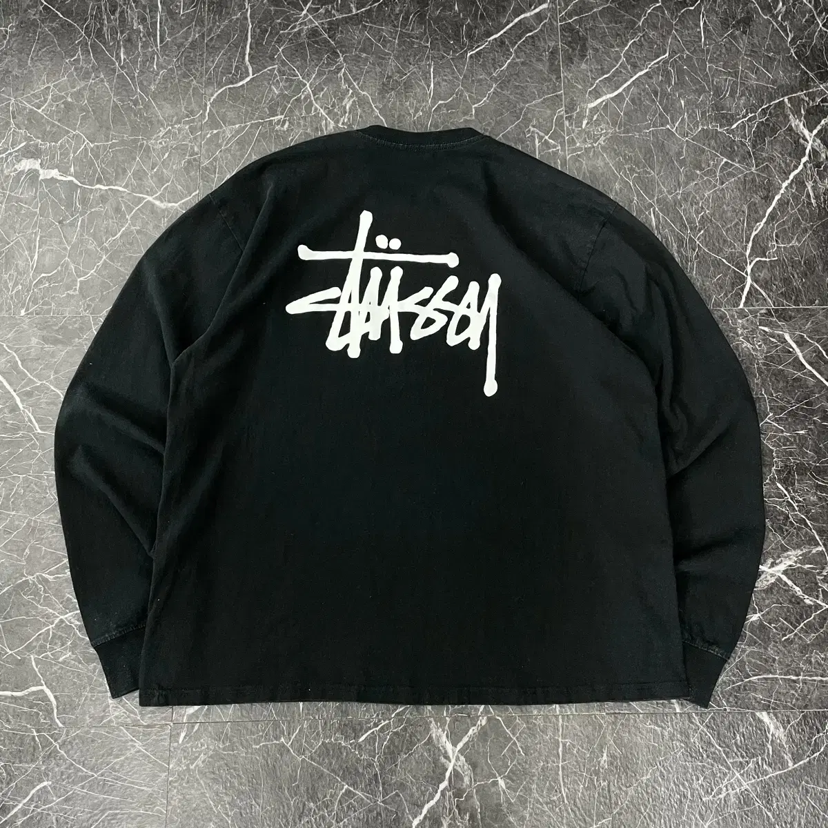 Stussy Basic Stock Logo Oversized Long Sleeve Black