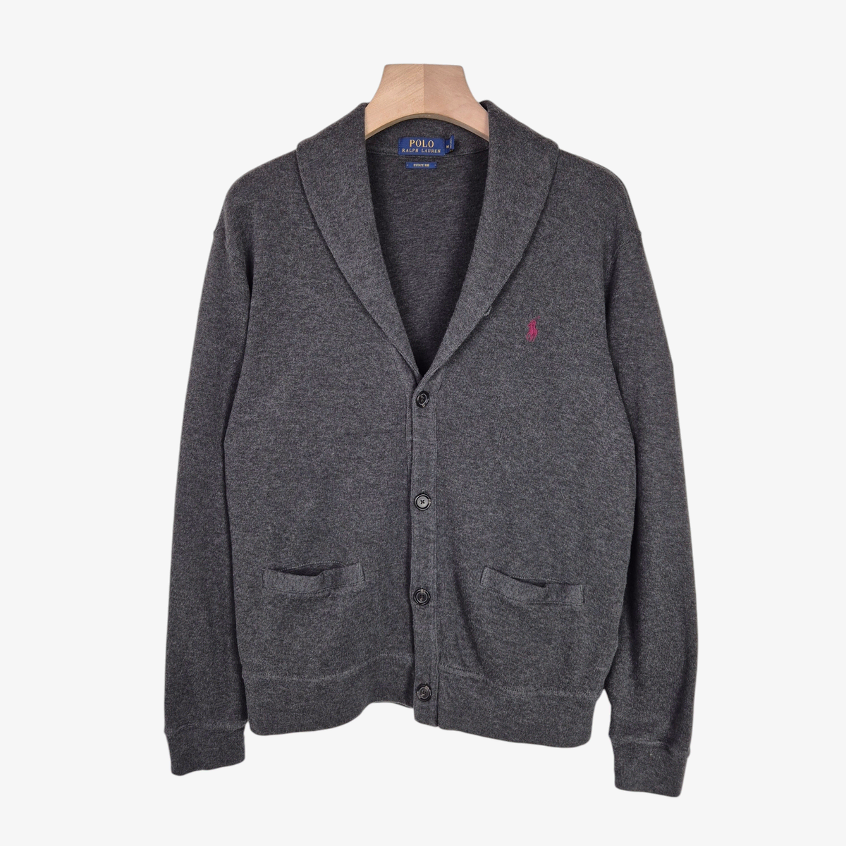 [100] Polo Ralph Lauren dark gray shawl kara cotton cardigan