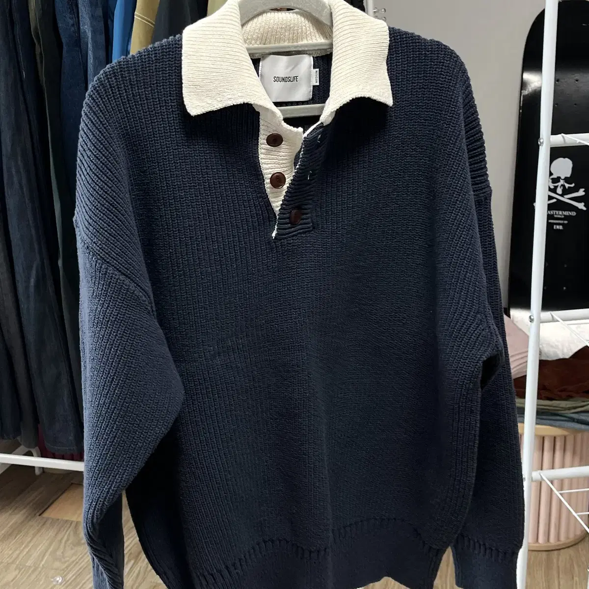 사운즈 라이프 Heavy Cotton Rugby Knit Navy [M]