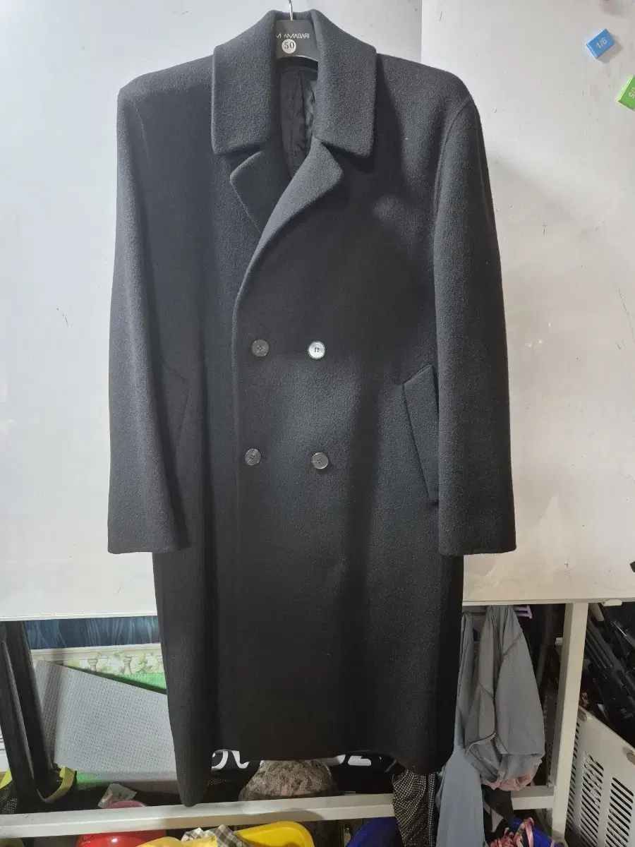 Mamagari Wool 70 Cashmere 30 Handmade Black Double Long Coat