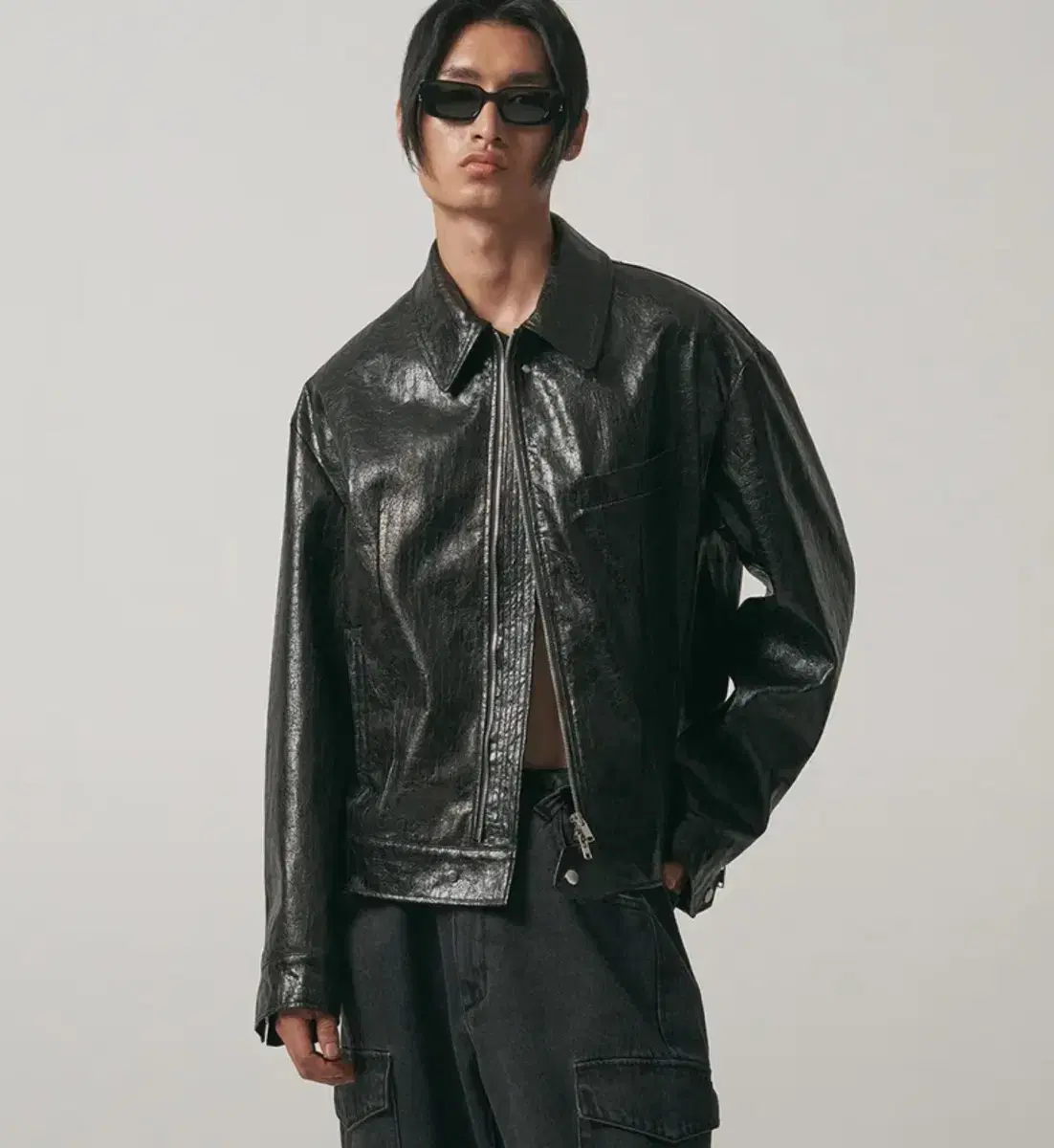 Neuer Crackskin Crop Leather Jacket