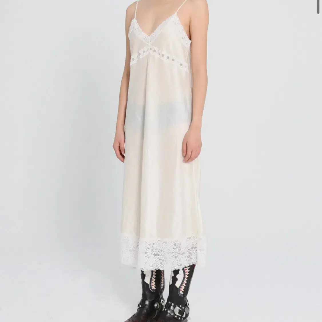 에스이오 CRINKLE LACE LONG SLIP DRESS