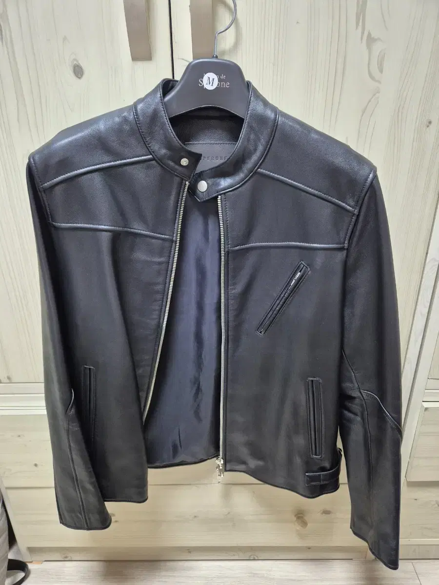 Sperone Real Leather Lambskin China Neck Biker Jacket [M] for Men