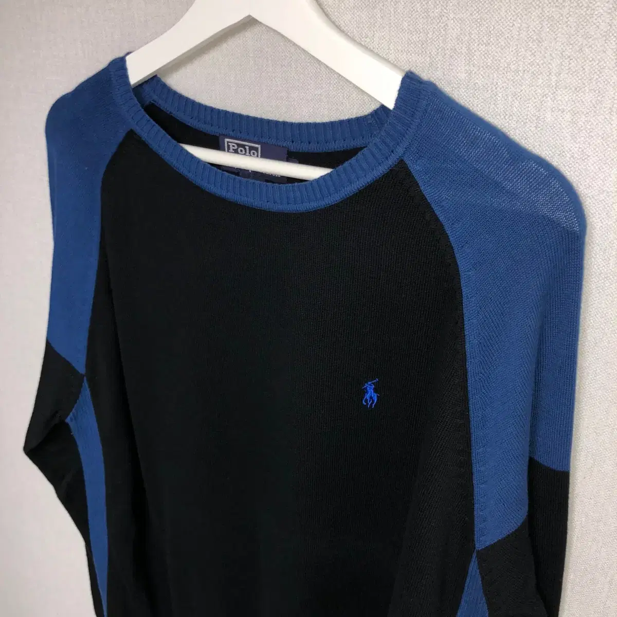 Polo Ralph Lauren 블루&블랙 배색 니트 스웨터 (XL)